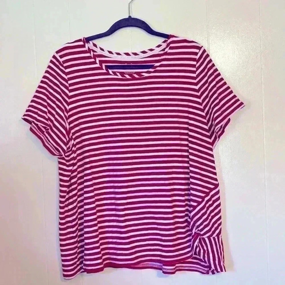 Red and White Stripe Short Sleeve Shirt in Size 2X - Picture 1 of 5